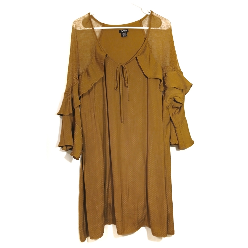EVANS Lace Shoulder Ruffle Tunic Dress 26/28